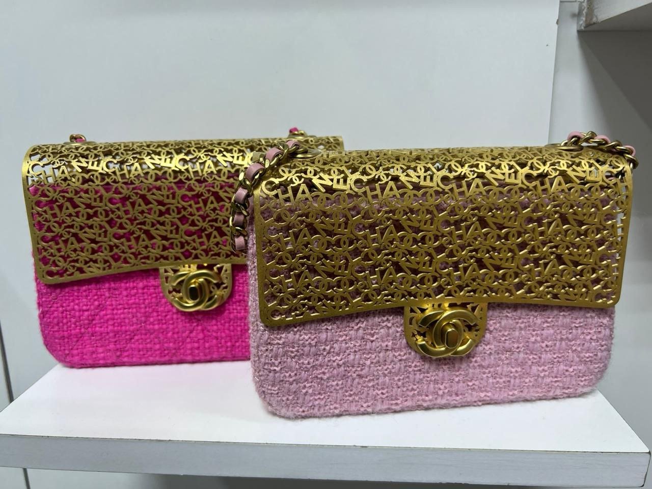 CHANEL Metal Tweed Handbag CHANEL Metal Tweed Handbag