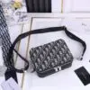 Design Men Pouch with Shoulder Strap Beige and Black Oblique Jacquard - Dubai Fashion LUX