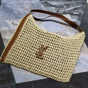 YSL Oxalis Vintage Raffia Crochet Shoulder Bag