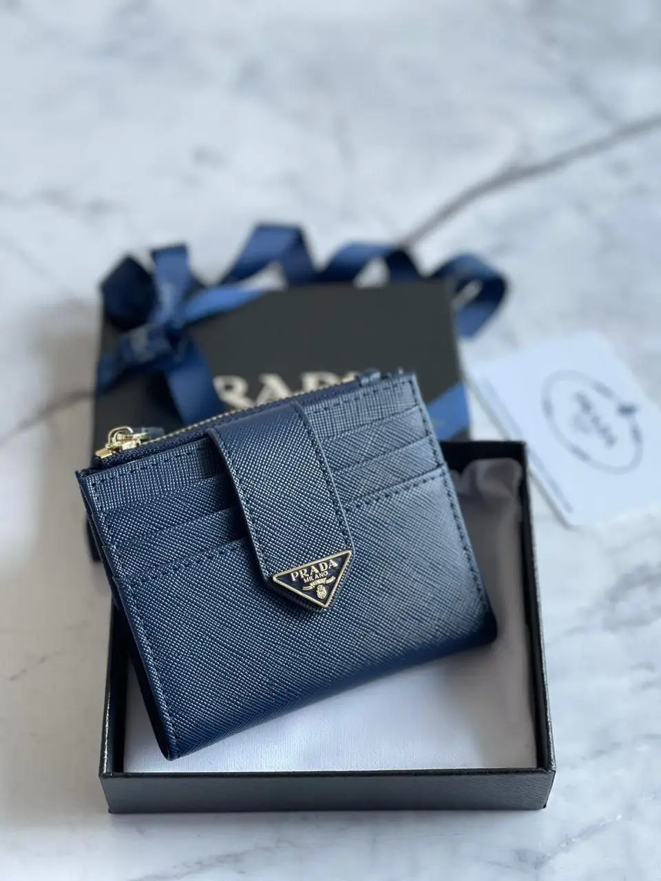 PRADA Baltic Saffiano Leather Card Holder PRADA Baltic Saffiano Leather Card Holder