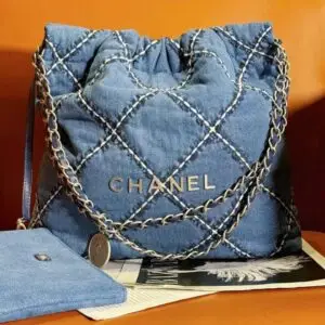 Chanel Blue Denim Chain Small Shoulder Bag