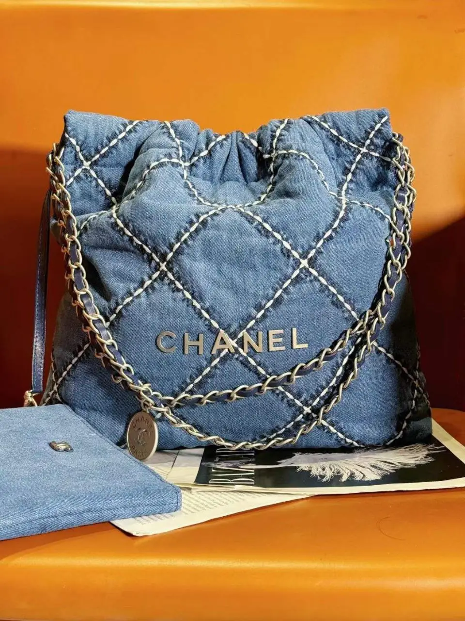 Chanel Blue Denim Chain Small Shoulder Bag Chanel Blue Denim Chain Small Shoulder Bag