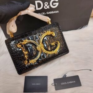 Dolce & Gabbana Crocodile-Print Leather Shoulder Bag