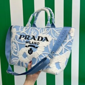 PRADA Embroidered Floral Tote Bag