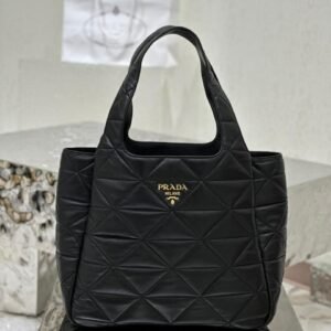 PRADA Topstitched Nappa Leather Tote Bag