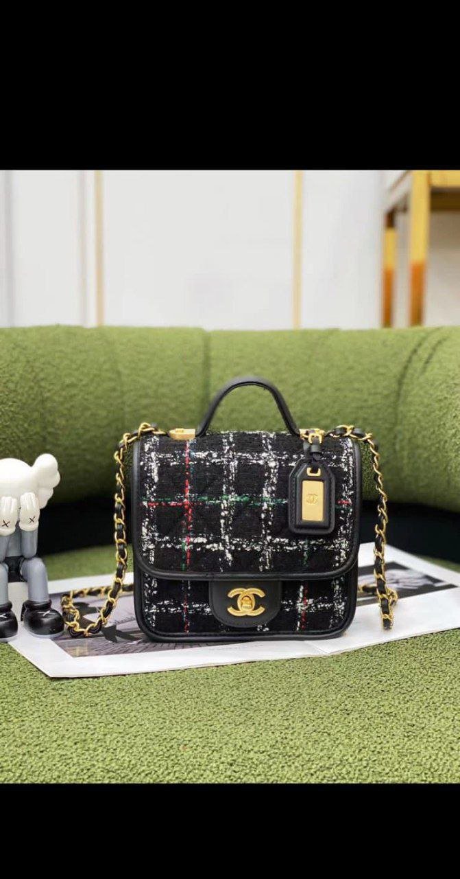 CHANEL Tweed School Memory Mini Top Handle Flap Bag CHANEL Tweed School Memory Mini Top Handle Flap Bag