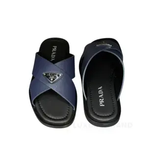 HERMES Baltic Blue Saffiano Leather Sandals for Men