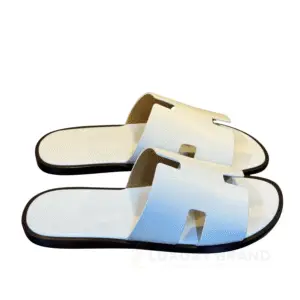 HERMES White Slide Sandals