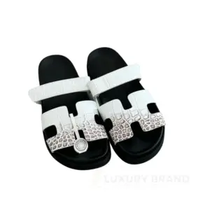 HERMES Chypre Men's Black & White Sandals