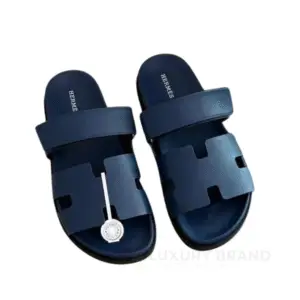 HERMES Chypre Blue Leather Sandal for Men