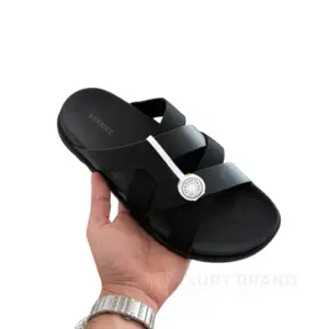 HERMES Men's Black Interlocking Slipper