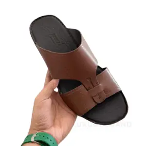 ZEGNA Men's Brown Leather Open-Toe Sandals