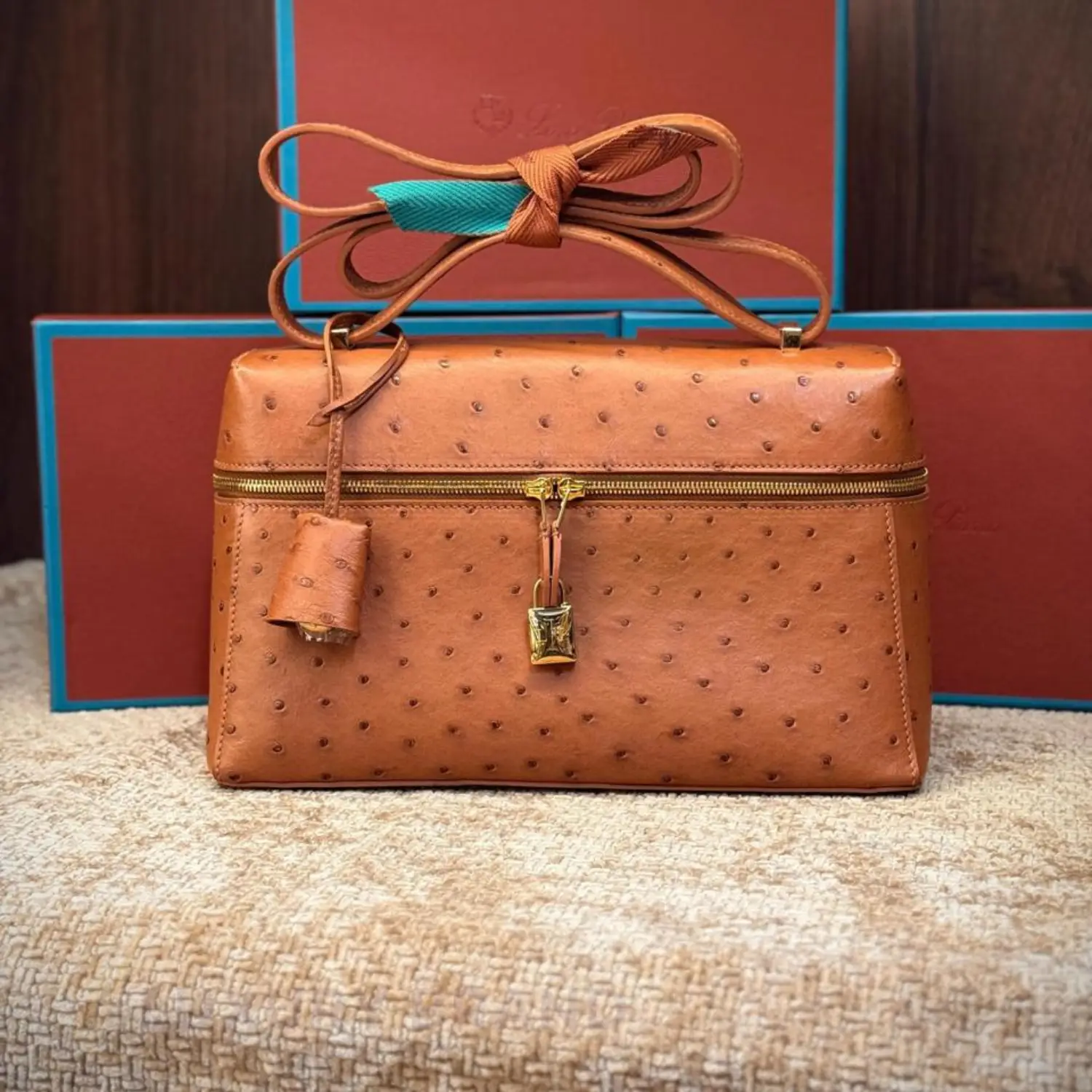 LORO PIANA Super Master Ostrich Leather Bag LORO PIANA Super Master Ostrich Leather Bag