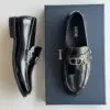 DIOR Embellished Glossed-Leather Loafers