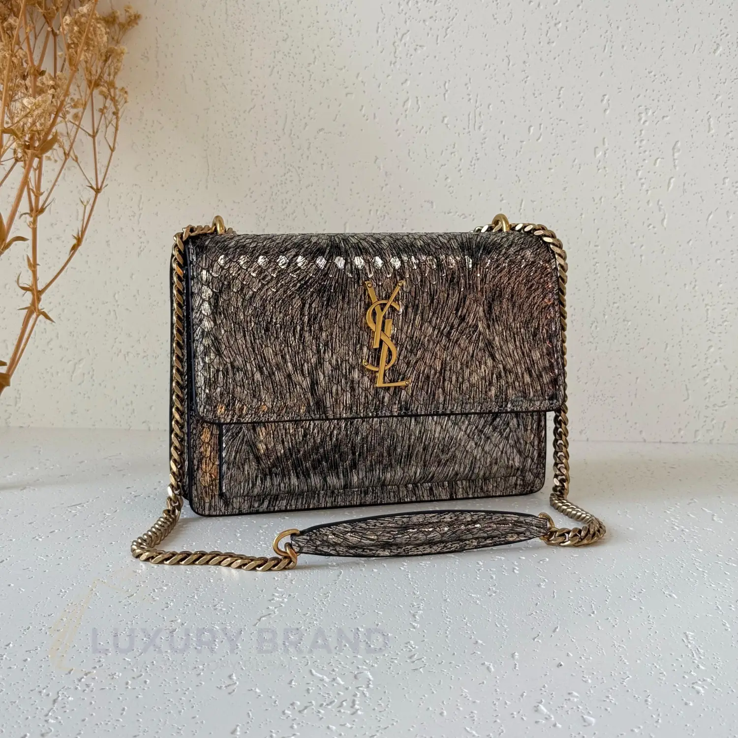 YSL Laurent Gold Snake Embossed Bag YSL Laurent Gold Snake Embossed Bag