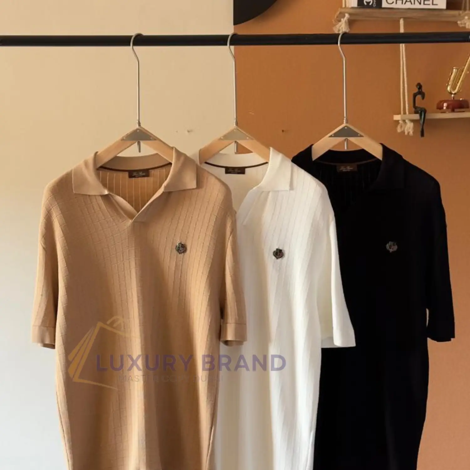 Loro Piana Damier Cashmere & Wool Polo Shirt Loro Piana Damier Cashmere & Wool Polo Shirt