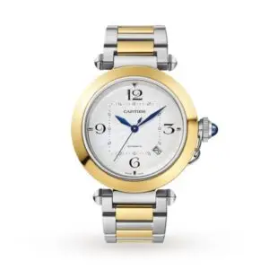 Replica Cartier Pasha de Cartier Men Automatic Silver Stainless Steel & 18ct Yellow Gold Watch W2PA0009