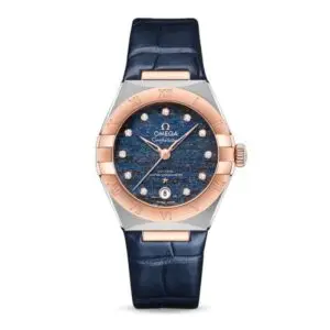 Replica Omega Constellation Women Automatic Blue Leather Watch O13123292099003