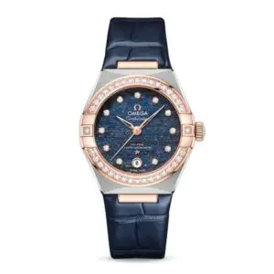 Replica Omega Constellation Women Automatic Blue Leather Watch O13128292099003