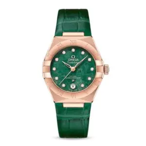 Replica Omega Constellation Women Automatic Green Leather Watch O13153292099002