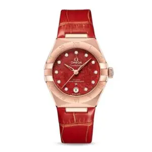 Replica Omega Constellation Women Automatic Red Leather Watch O13153292099003