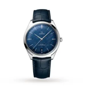 Replica Omega De Ville Men Automatic Blue Leather Watch O43513402103001