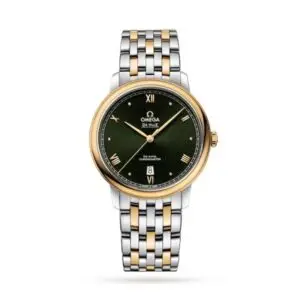 Replica Omega De Ville Men Automatic Green Stainless Steel & 18ct Gold Watch O42420402010001