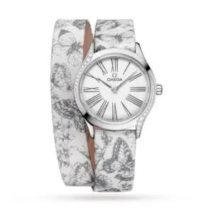 Replica Omega De Ville Women Quartz White Fabric Watch O42817266004002