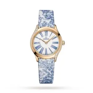 Replica Omega De Ville Women Quartz White Fabric Watch O42857266004001