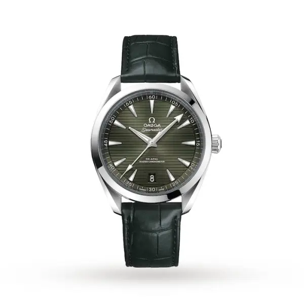 Replica Omega Seamaster Aqua Terra Men Automatic Green Leather Watch O22013412110001 Replica Omega Seamaster Aqua Terra Men Automatic Green Leather Watch O22013412110001