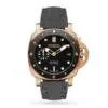Replica Panerai Submersible Men Automatic Black Alligator Watch PAM00974