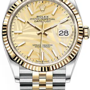 Rolex Datejust Gold Palm Motif Dial 126233 36 mm