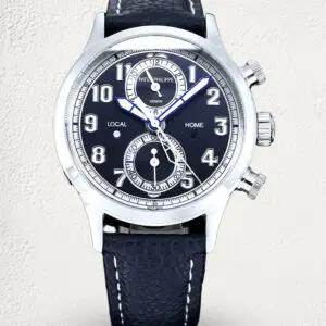 Swiss Patek Philippe Complications 5924G Replica Pilot Travel Time Chronograph Watch With Blue-Grey Dial