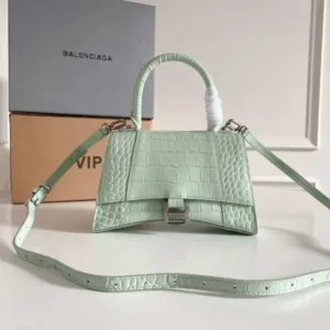 Balenciaga Hourglass Bag Crocodile Leather Light Green - Luxury Master Copy Dubai