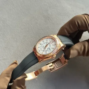 Rolex Sky-Dweller Rose Gold White Dial Oysterflex - Luxury Master Copy Dubai