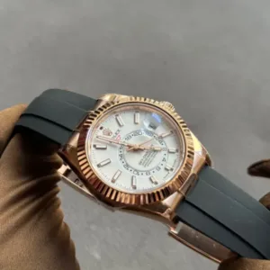 Rolex Sky-Dweller Rose Gold White Dial Oysterflex - Luxury Master Copy Dubai