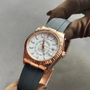 Rolex Sky-Dweller Rose Gold White Dial Oysterflex - Luxury Master Copy Dubai